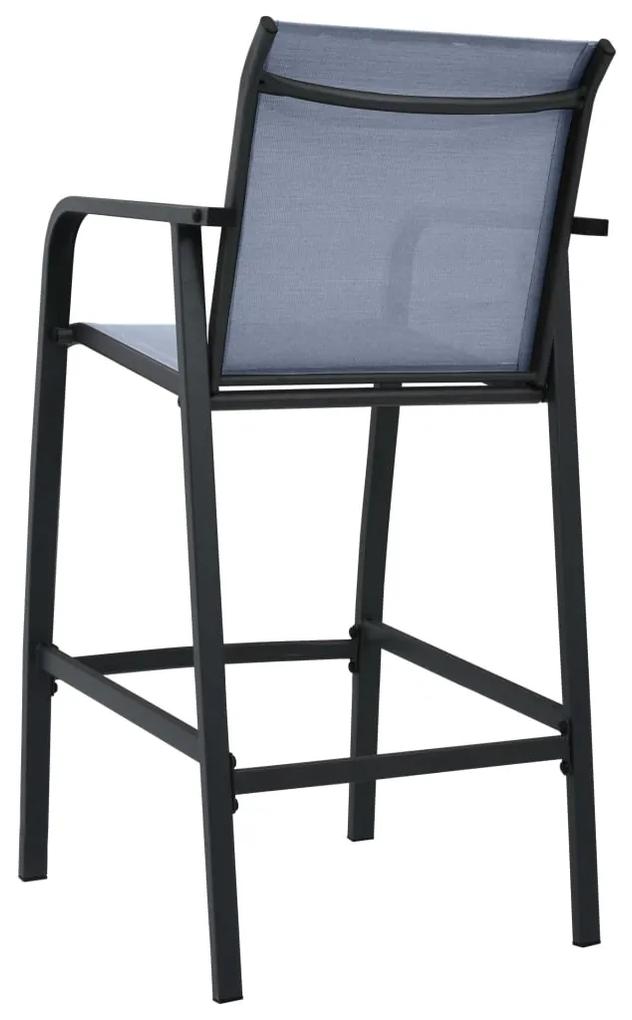 Cadeiras de bar para jardim 2 pcs textilene cinzento