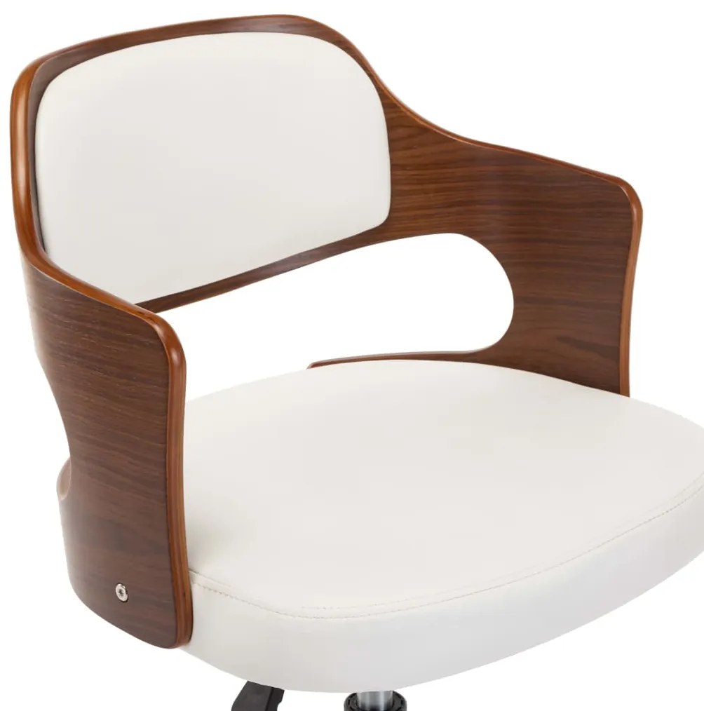 Cadeiras jantar 2 pcs madeira curvada e couro artificial branco