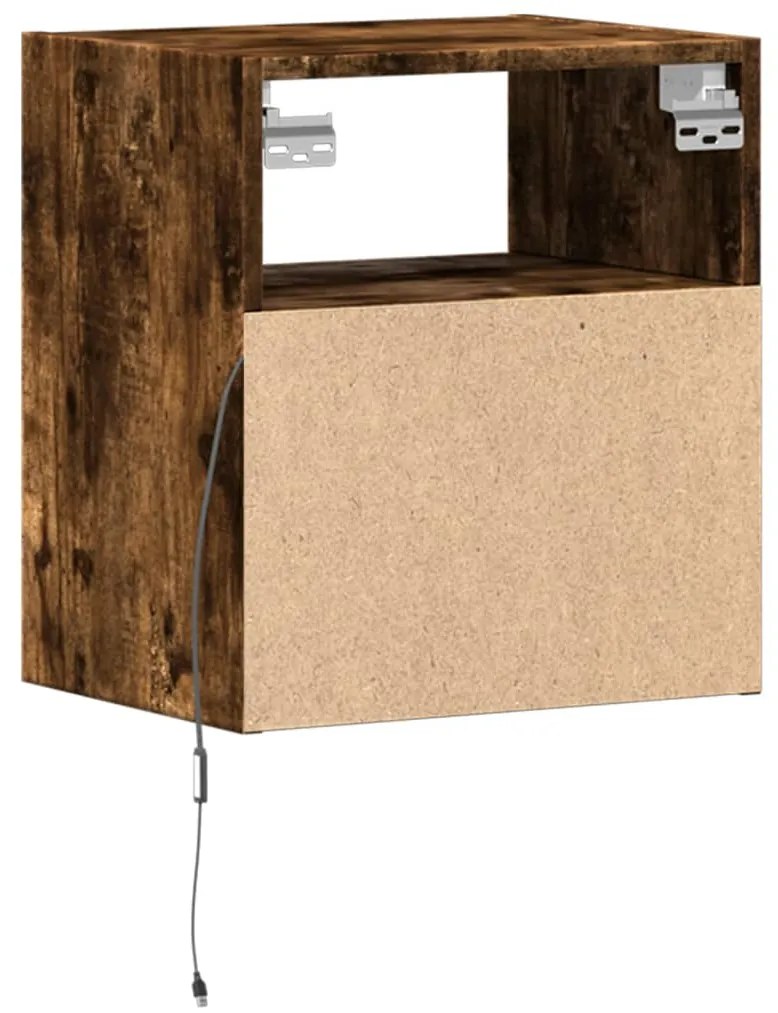 Móvel de parede p/ TV c/ luzes LED 41x31x45 cm carvalho fumado