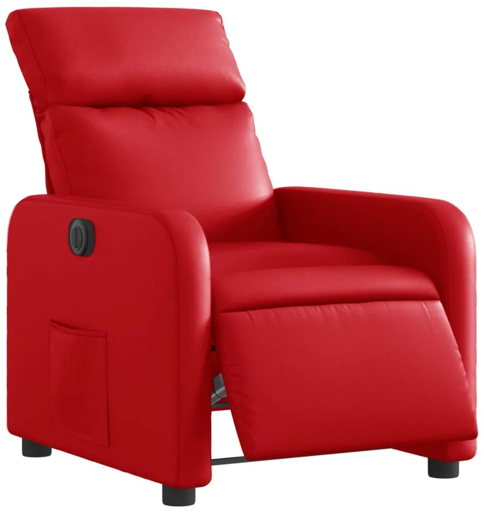 Poltrona reclinável elétrica couro artificial vermelho
