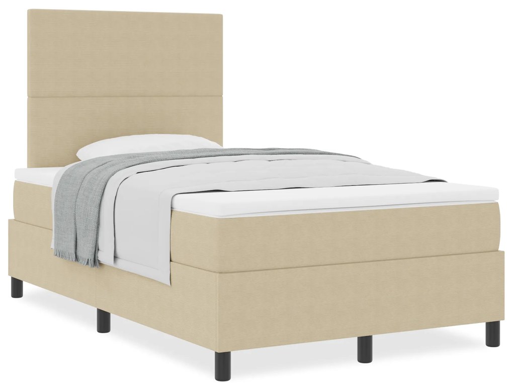Cama Box Spring com Colchão Verde Claro Cinza 120x200 cm Tecido de Vel