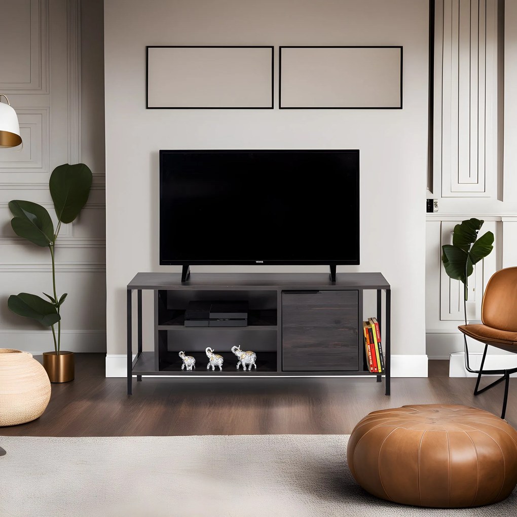 Móvel TV Bond – Castanho Escuro/Preto – 120 cm x 48 cm x 35 cm