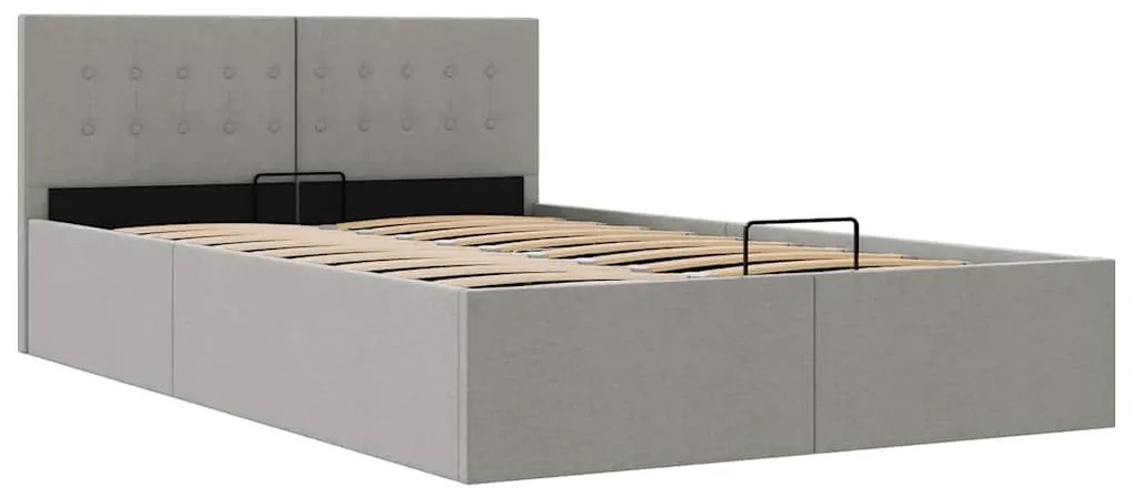 Cama hidráulica c/ arrumação 120x200cm tecido cinza-claro