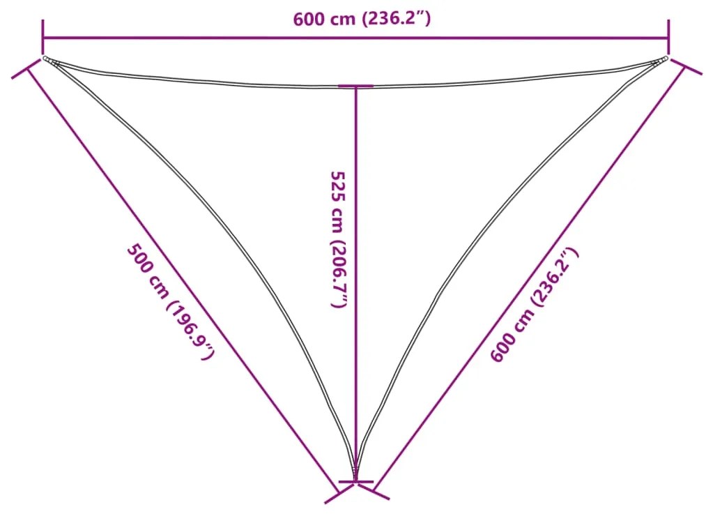 Para-sol estilo vela tecido oxford triangular 5x6x6 m preto