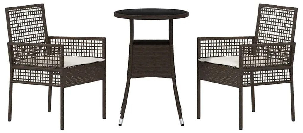 Conjunto de Jantar de 3 Peças Castanho em Rattan