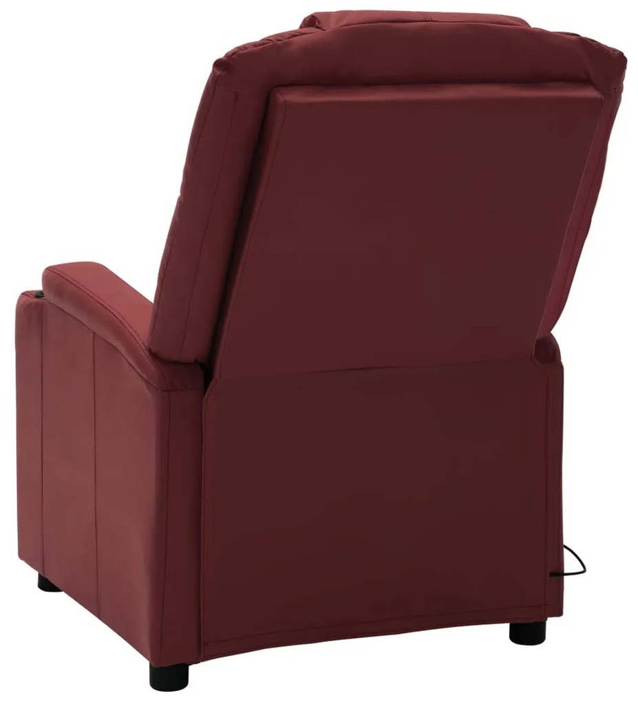 Poltrona Kaila de Massagens Reclinável em Couro Artificial - Vermelho