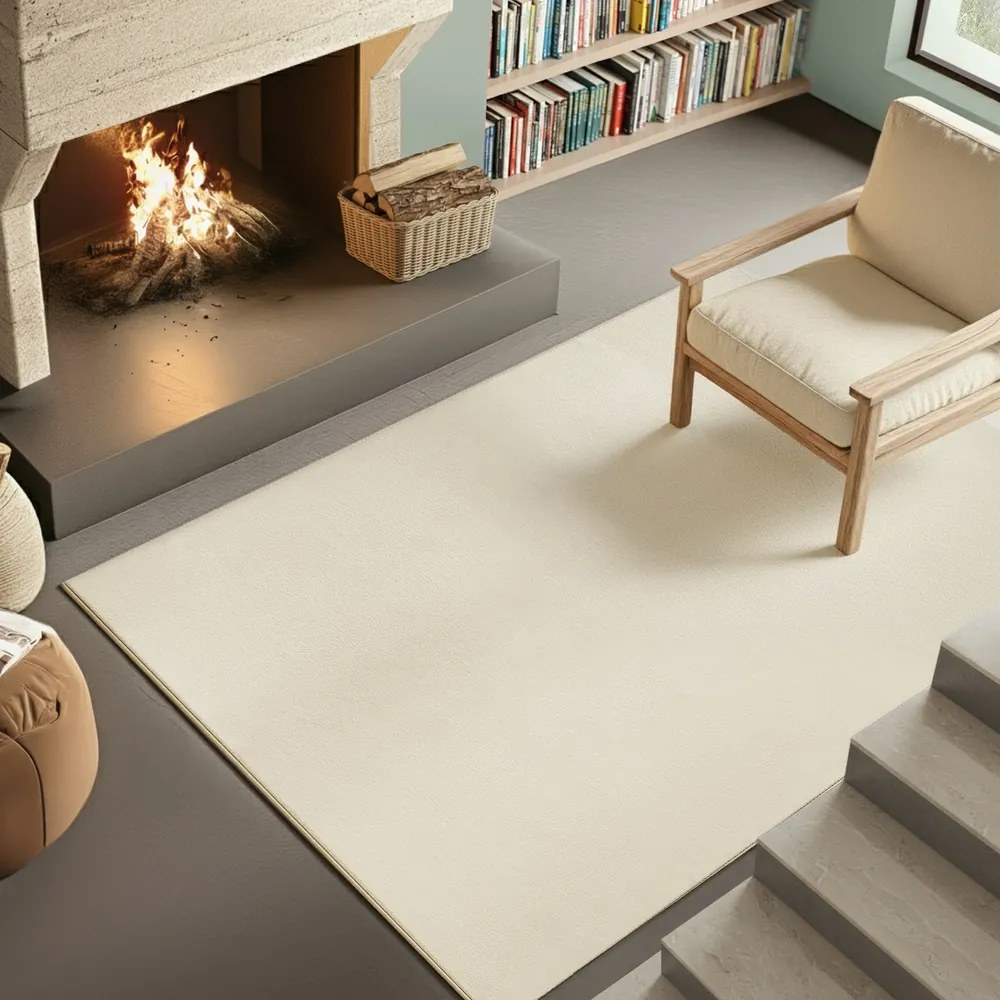 Tapete retangular de sala de estar 160 x 230 cm Bege