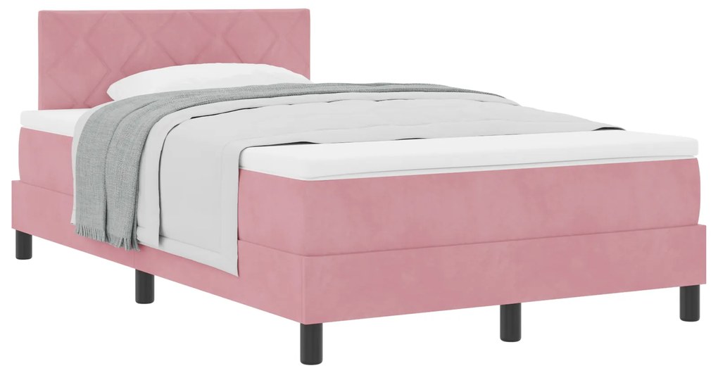 Camas Box com Colchão Rosa Pequeno Duplo Veludo