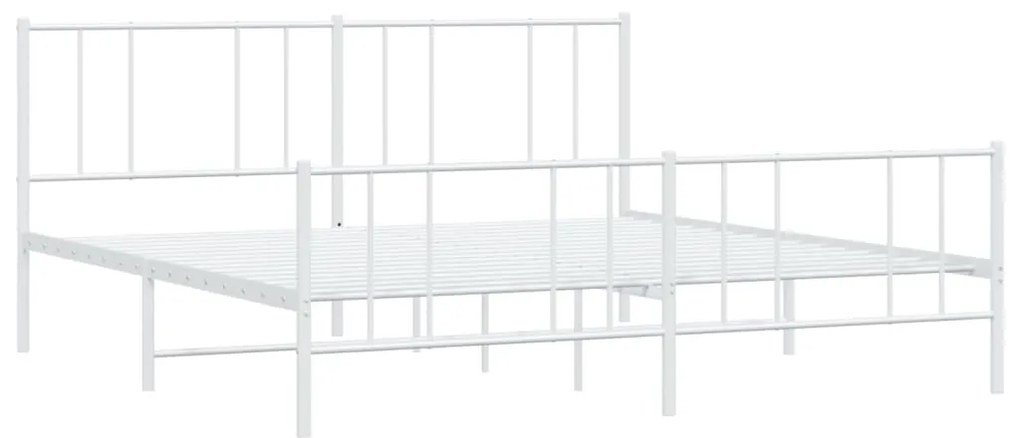 Estrutura de cama com cabeceira e pés 180x200 cm metal branco