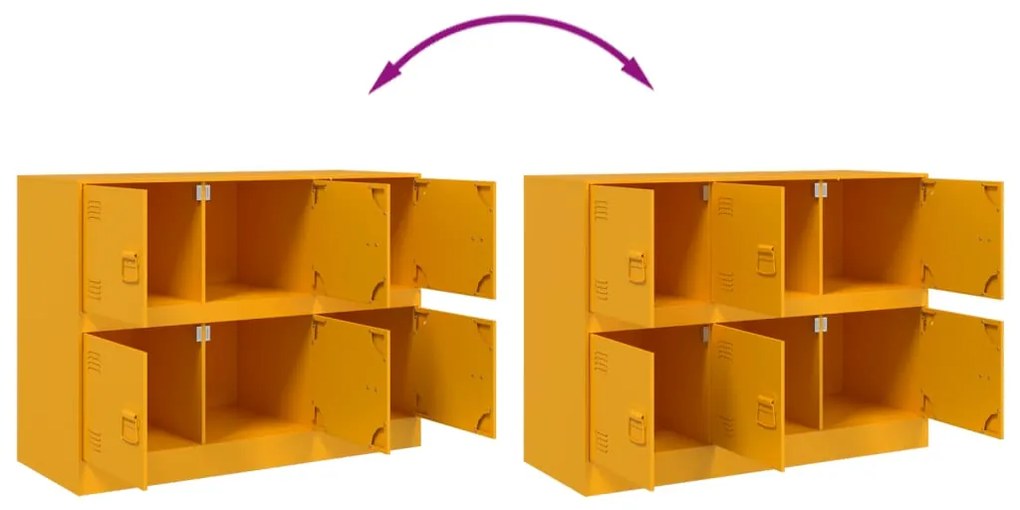 Aparador 99x39x73 cm aço amarelo mostarda
