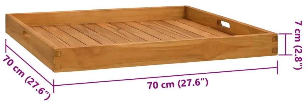 Bandeja de servir 70 x 70 cm madeira de teca maciça