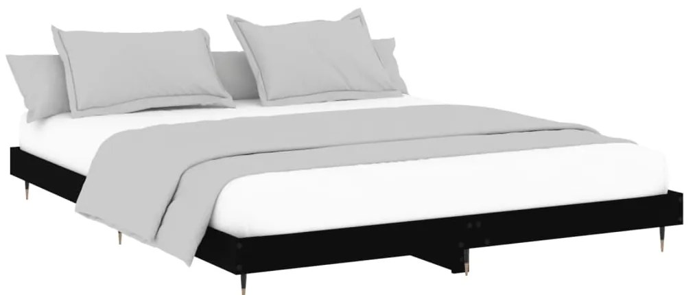 Estrutura de cama 200x200 cm derivados de madeira preto