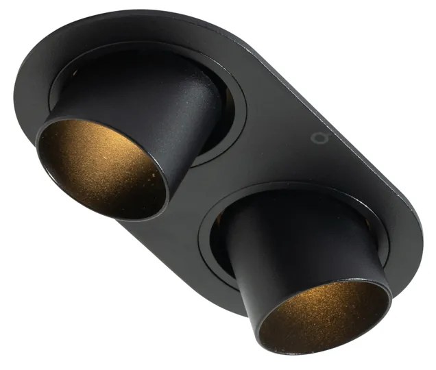 Set van 6 inbouwspots zwart GU10 35mm kantelbaar 2-lichts - Installa Moderno