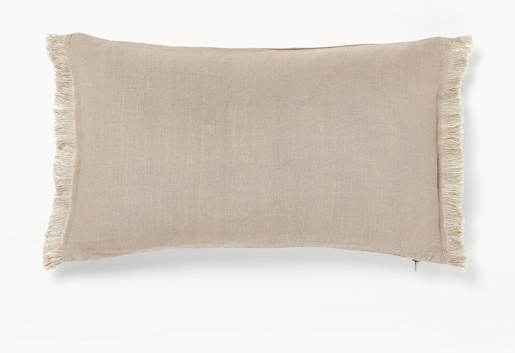 Capa de almofada em linho com franjas Luana