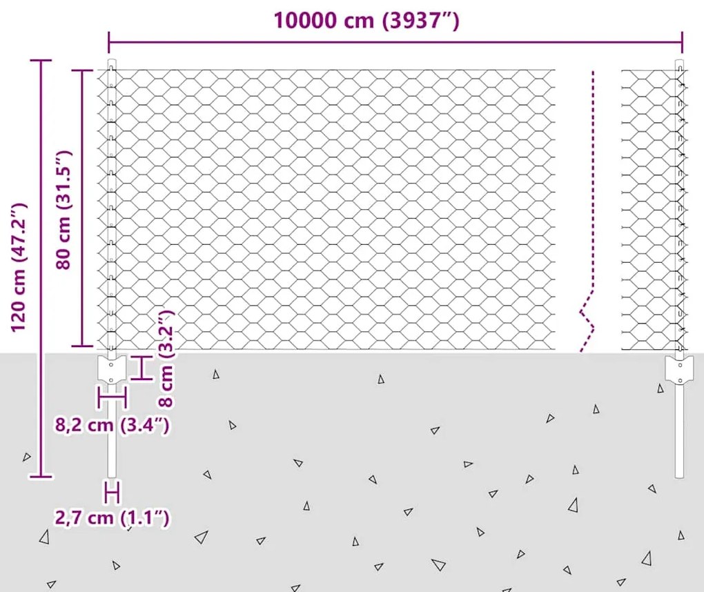 Postes para Cerca vidaXL 11 pcs U-Channel Cinza 80 cm Aço