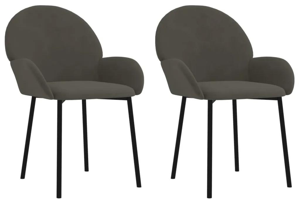 Cadeiras de jantar 2 pcs veludo cinzento-escuro