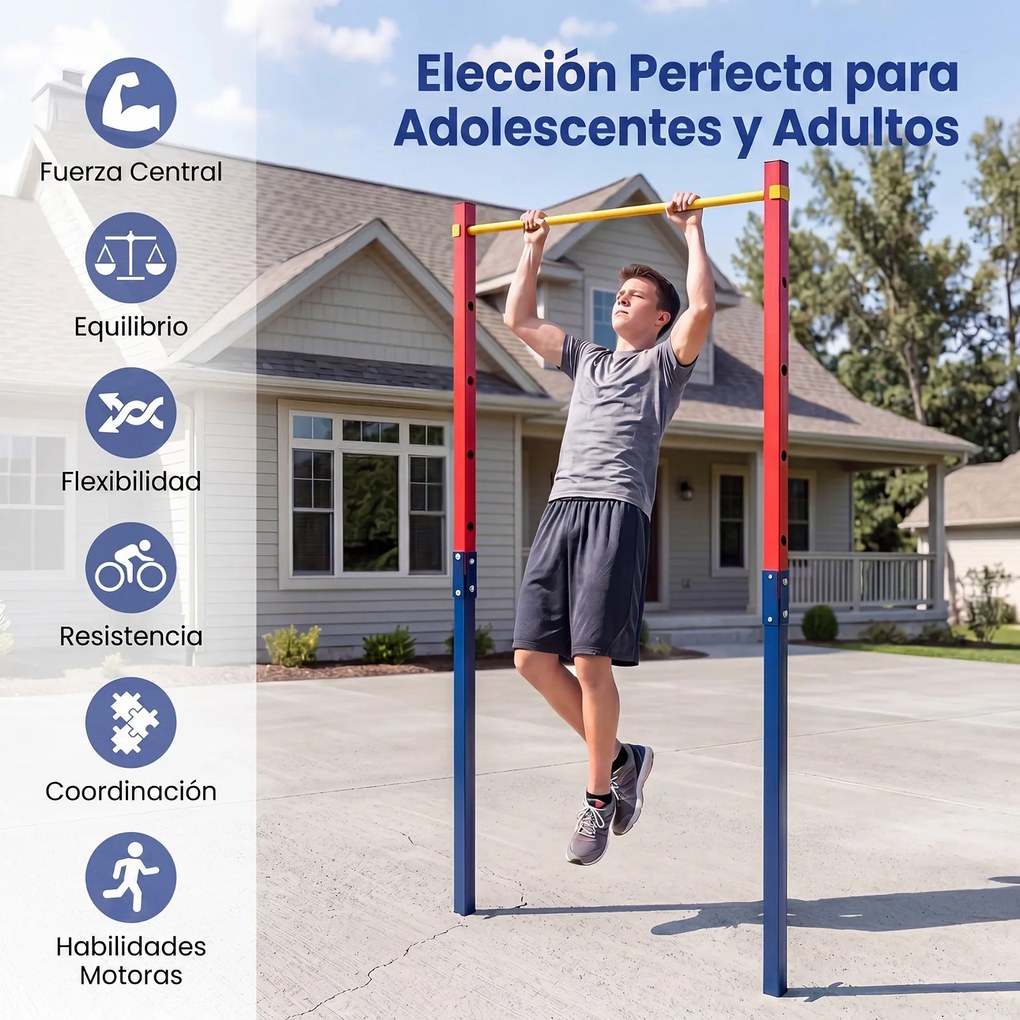 Barra de Elevações Exterior, 115 x 5 x 231,5 cm, 5 Alturas Reguláveis, Vermelho