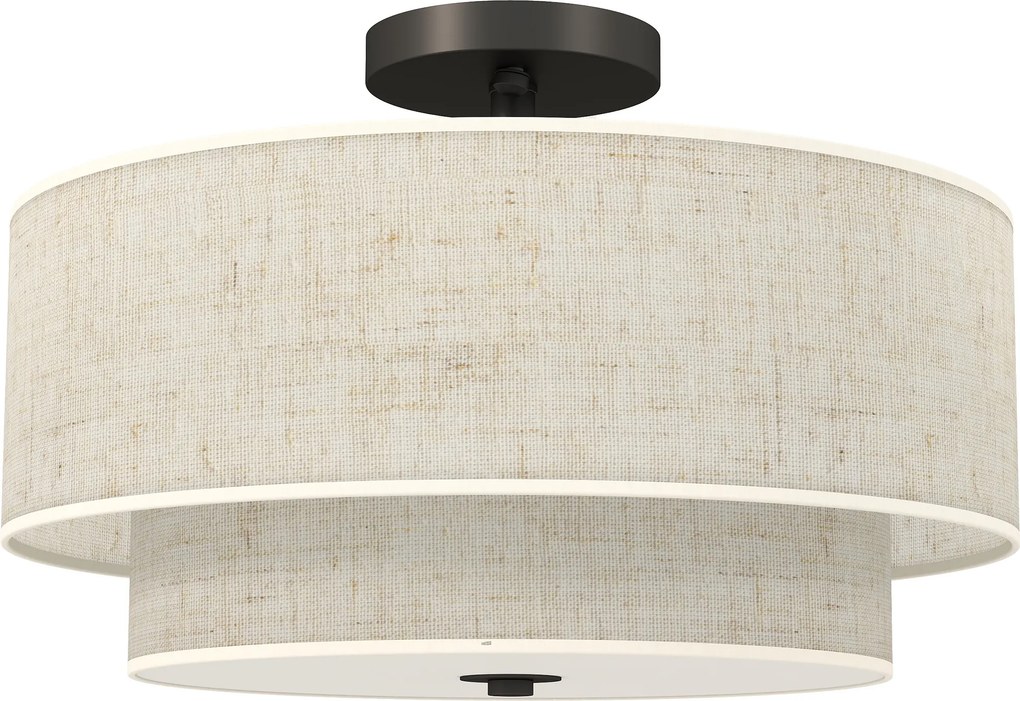 HOMCOM Luminária de teto, pendente com duplas cúpulas em efeito linho, Creme branco | Aosom Portugal