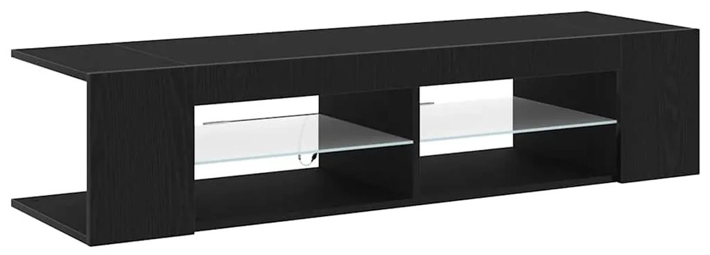 Estante de TV vidaXL com Luzes LED em Carvalho Preto 135x39x30cm em Ma
