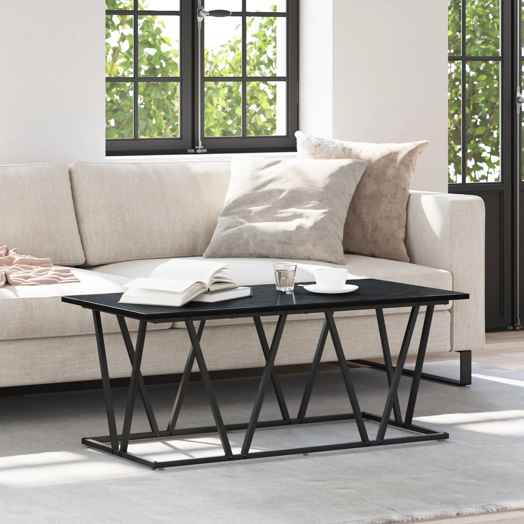 Mesa de Centro vidaXL Preta em Carvalho 100x50x40 cm em Madeira e Metal