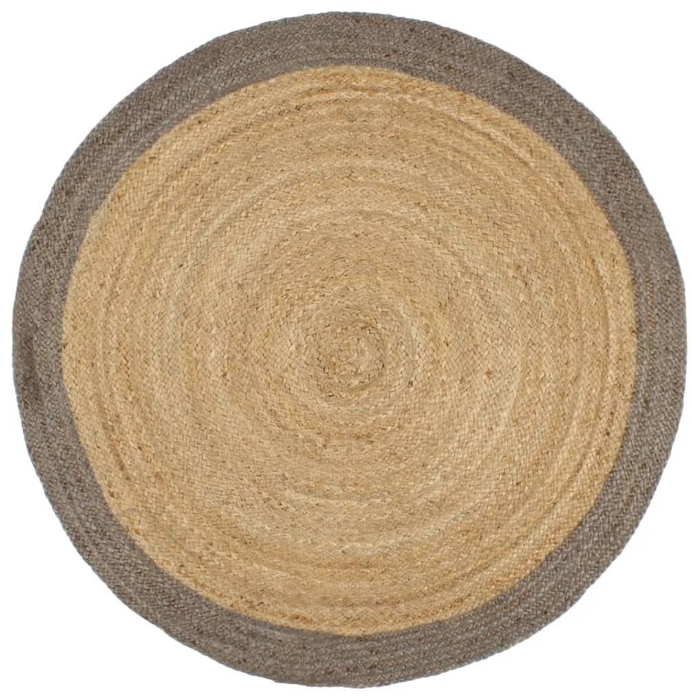 Tapete artesanal em juta com rebordo cinzento 210 cm
