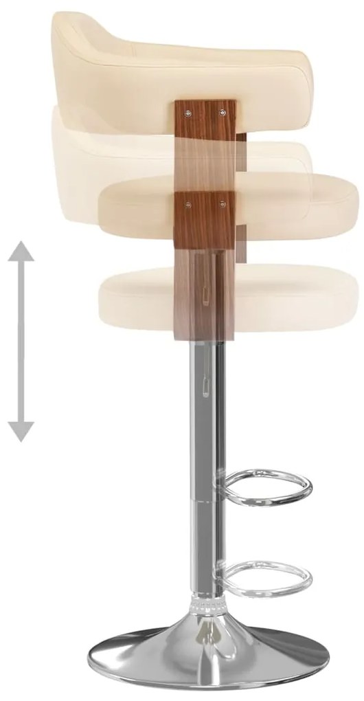Bancos de bar 2 pcs madeira curvada e couro artificial creme