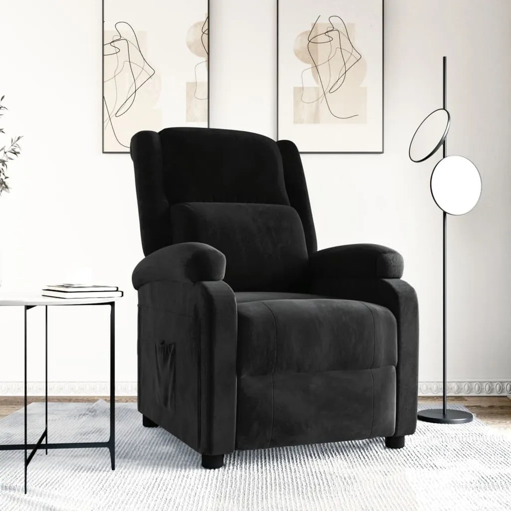vidaXL Poltrona reclinável veludo preto