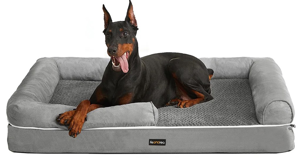Cama para cachorro FEANDREA, sofá ortopédico, lavável, antiderrapante, cinza PGW078G02