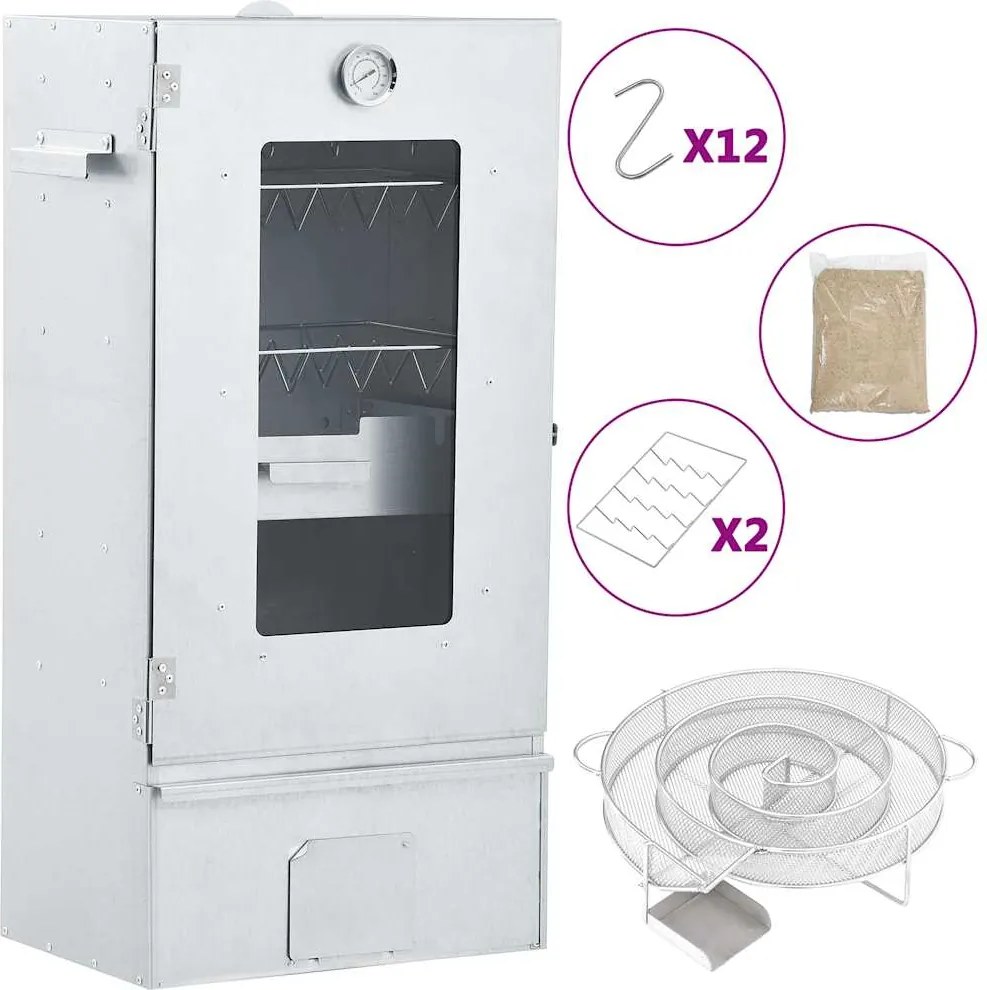 vidaXL Defumador p/ churrasqueira c/ gerador fumo frio aço galvanizado