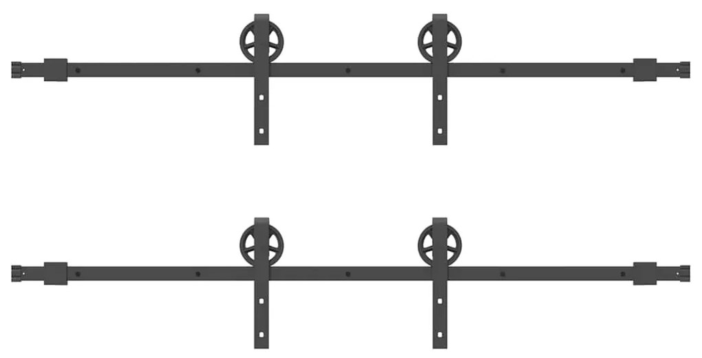 Kit de ferragens para porta deslizante 366 cm aço preto