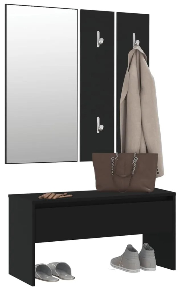 Conjunto de móveis de corredor derivados de madeira preto