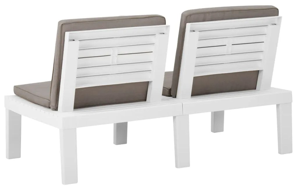 6 pcs conjunto lounge de jardim c/ almofadões plástico branco