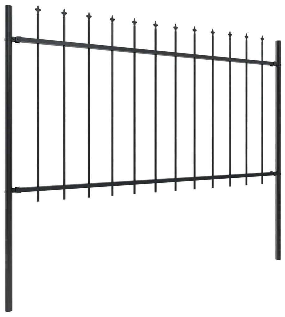 Cerca jardim com topo em lanças 11,9x1 m aço preto