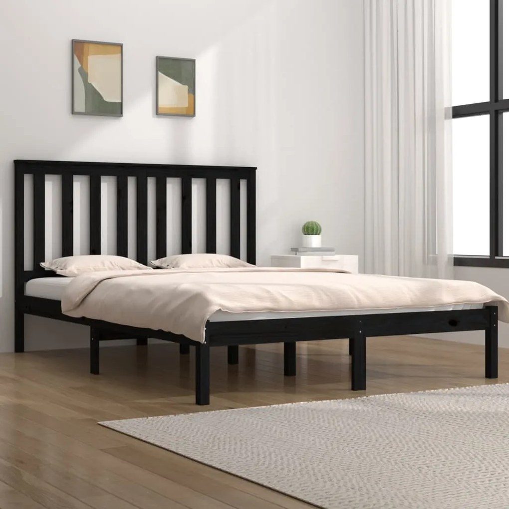 Estrutura de cama 6FT Super King 180x200 cm pinho maciço preto