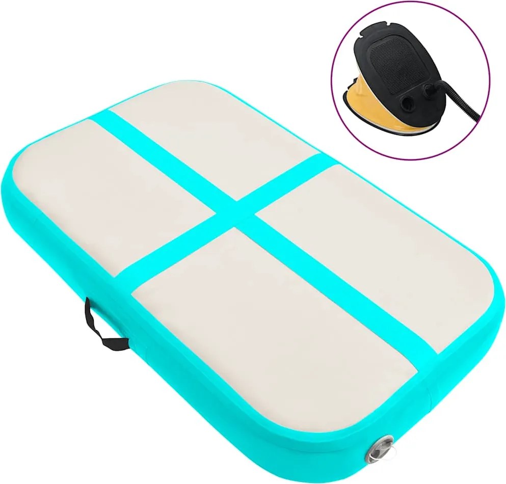 vidaXL Colchão de ginástica insuflável c/ bomba 60x100x15cm PVC verde