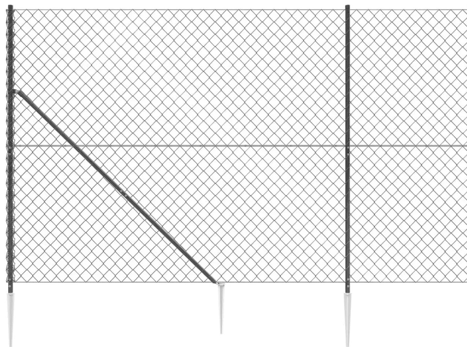 Cerca de arame com estacas de fixação 2,2x25 m antracite