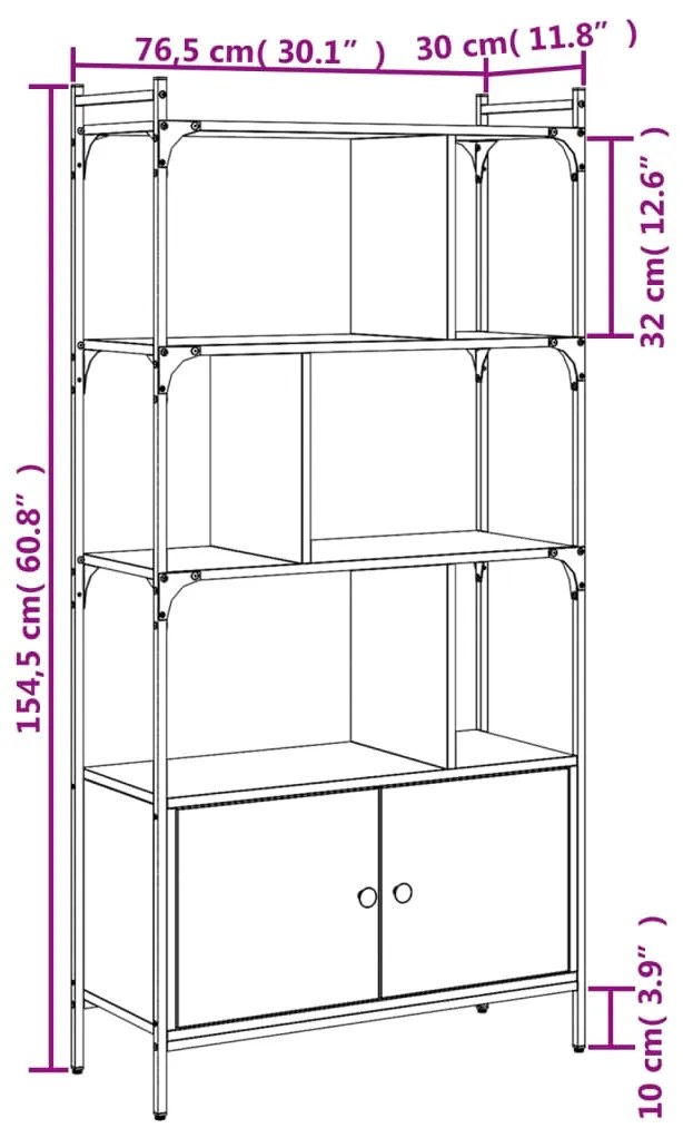 Estante Ribali com Porta - Cinzento - Design Retro