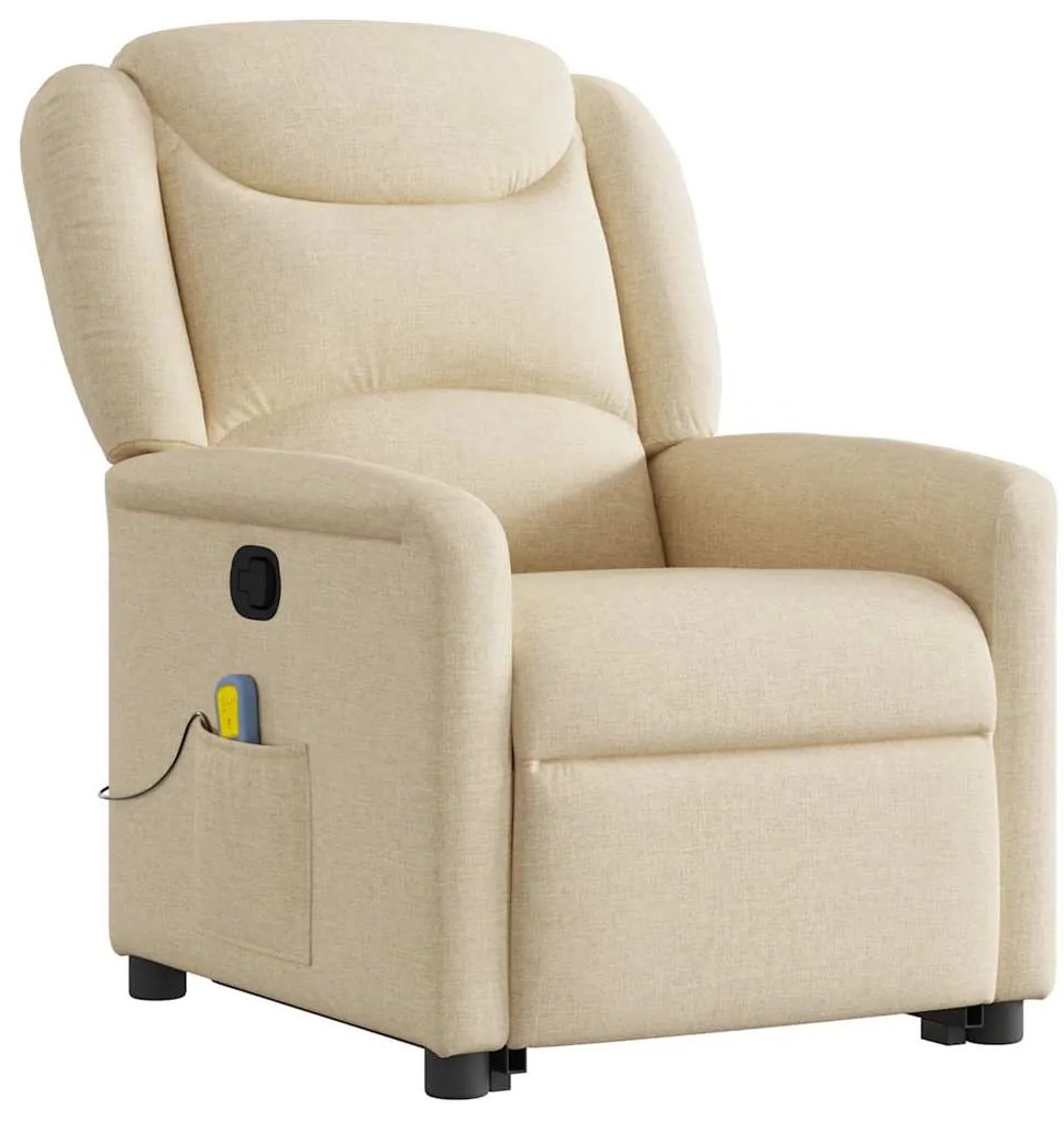Poltrona elevatória de massagens tecido cor creme