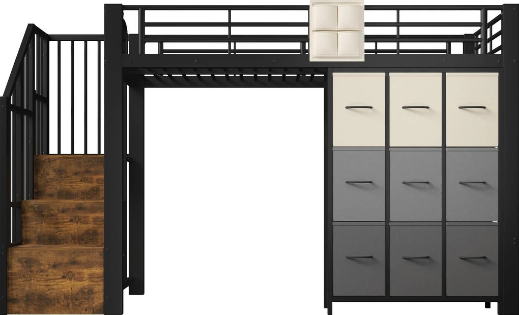 Cama alta para colchão 90×200 cm, Preto | AOSOM Portugal