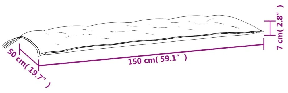 Almofadões banco jardim 2 pcs 150x50x7cm tecido oxford preto