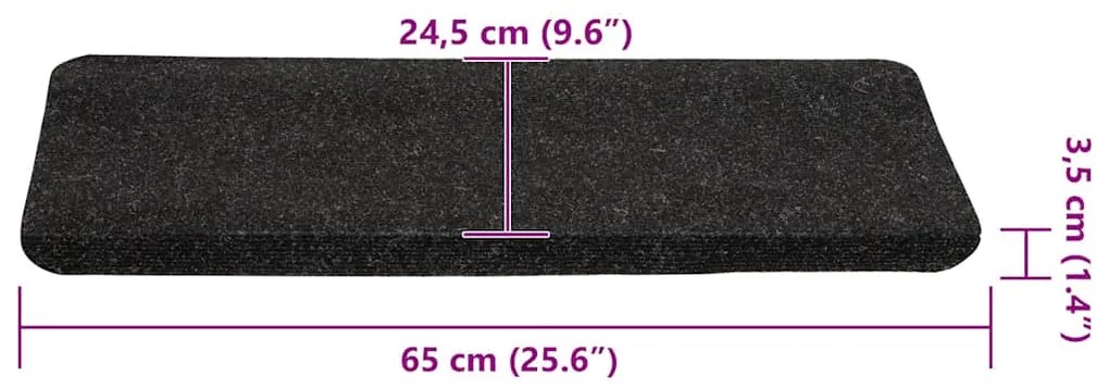 Tapetes de escada adesivos 30 pcs 65x24,5x3,5 cm antracite