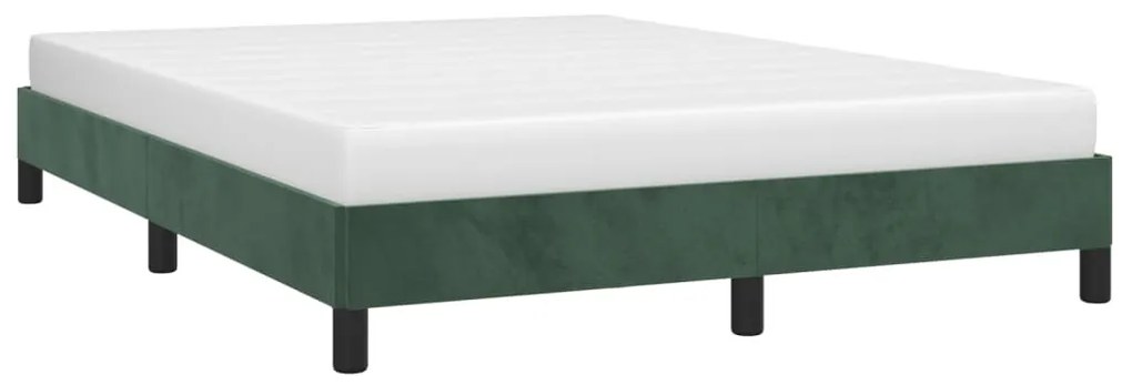 Estrutura de cama sem colchão 140x190 cm veludo verde-escuro