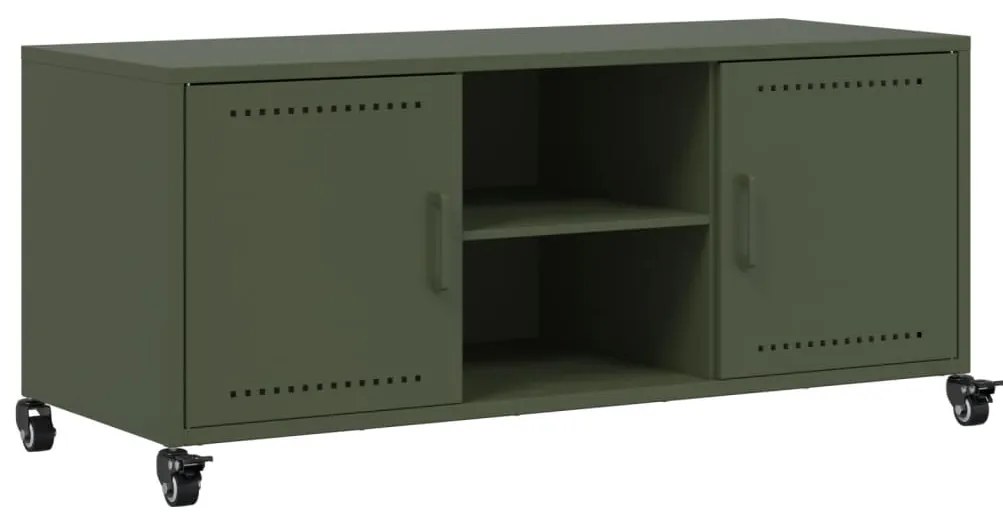 Móvel de TV 100,5x39x43,5 cm aço verde-azeitona