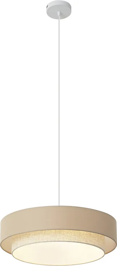 Candeeiro suspenso moderno bege com natural 50cm 3-luzes - Drum Duo