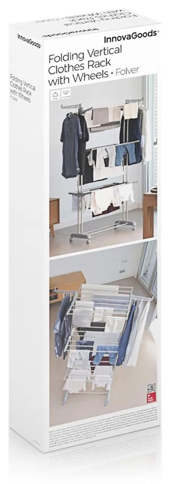 Estendal Dobrável Vertical com Rodas Folver InnovaGoods 24 Barras