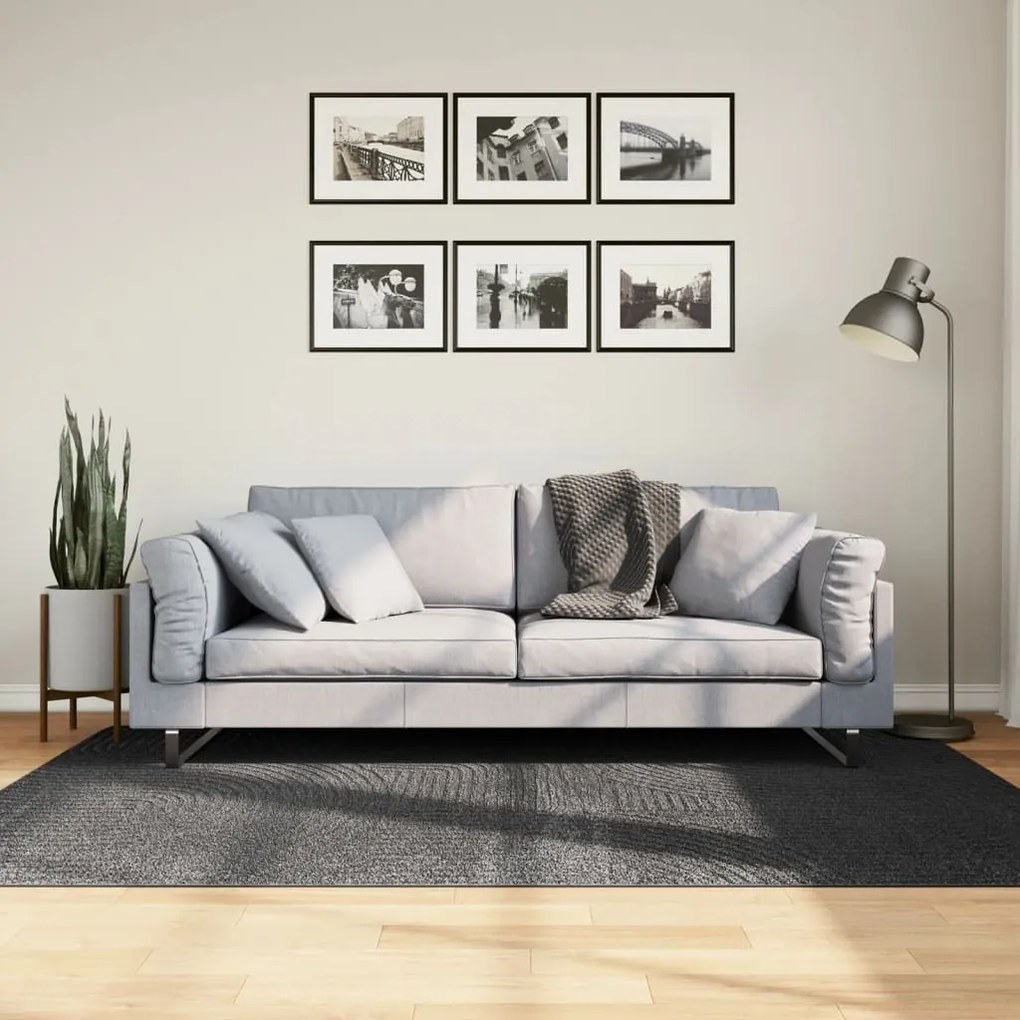 vidaXL Tapete de pelo curto IZA visual escandinavo 140x200cm antracite
