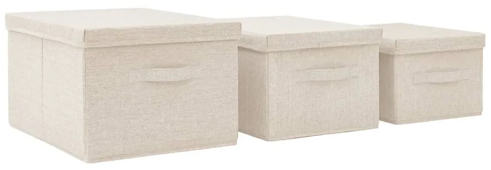 Conjunto caixas de arrumação empilháveis 3 pcs tecido cor creme