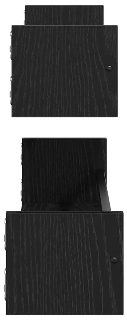 Prateleiras de parede 2 pcs Preto Carvalho 80x16x14 cm Madeira de enge