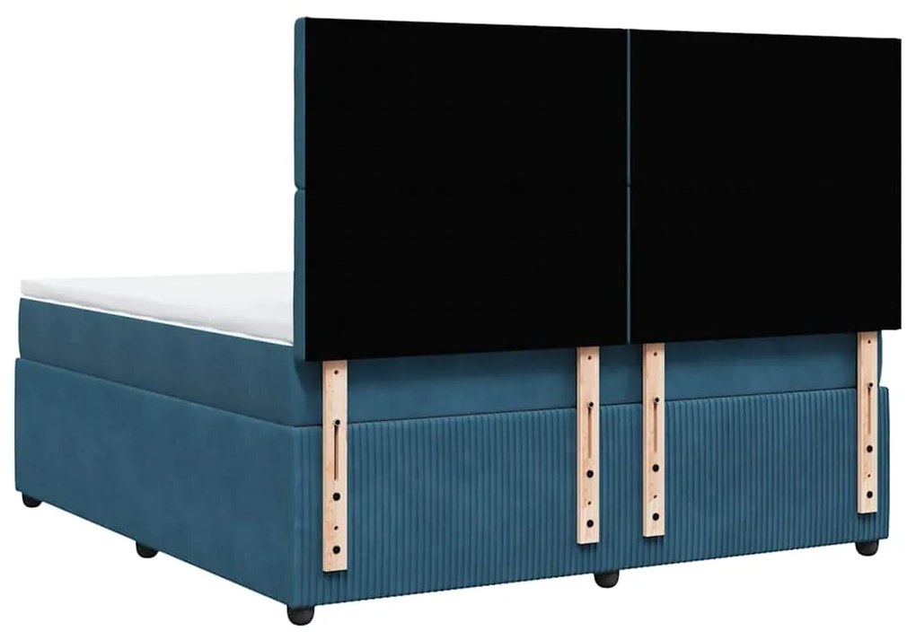 Cama com molas/colchão 180x200 cm veludo azul-escuro