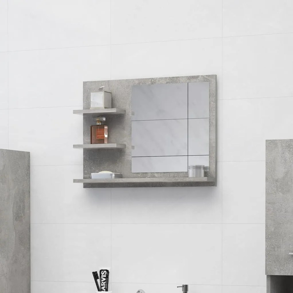 805010 vidaXL Espelho de casa de banho 60x10,5x45 cm contrapl. cinza cimento